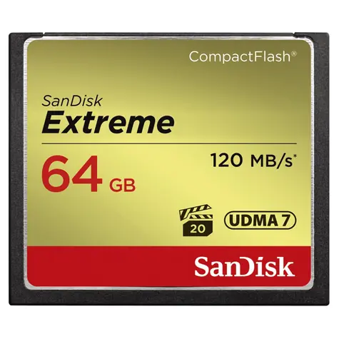 SanDisk Extreme CF 567x 64GB / čítanie: až 120 MBs / zápis: až 85 MBs