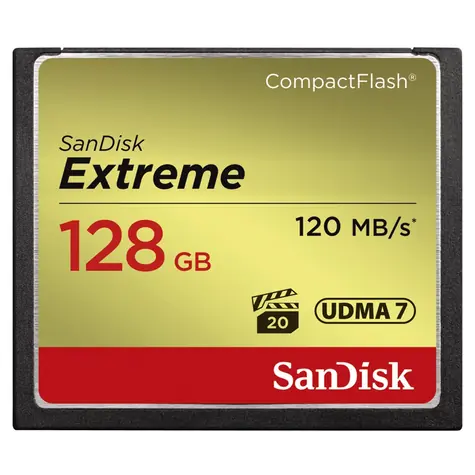 SanDisk Extreme CF 567x 128GB / čítanie: až 120 MBs / zápis: až 85 MBs