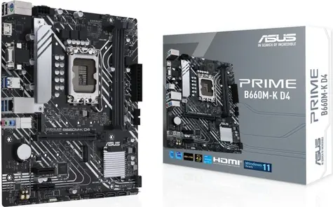 ASUS PRIME B660M-K D4 / B660 / LGA 1700 / 2x DDR4 / PCIEx16 / 1x GLAN / micro-ATX