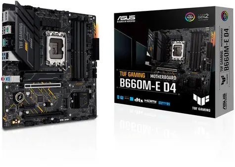 ASUS TUF GAMING B660M-E D4 / B660 / LGA 1700 / 4x DDR4 / PCIEx16 / 1x 2.5GLAN / micro-ATX