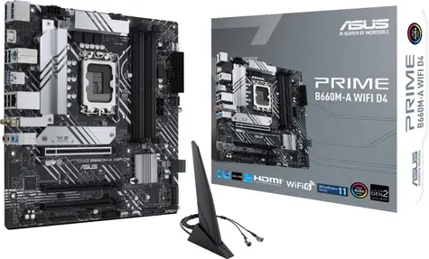 ASUS PRIME B660 WIFI D4 / B660 / LGA 1700 / 4x DDR4 / PCIEx16 / 1x GLAN / micro-ATX