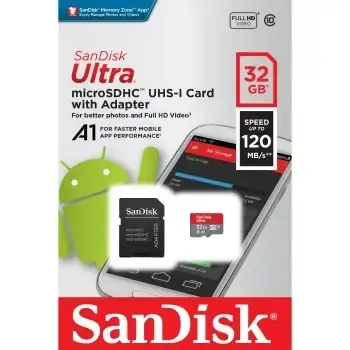 SanDisk Ultra microSDHC 32GB + adaptér / Class 10 / A1 / UHS-I / čítanie: až 120MBs