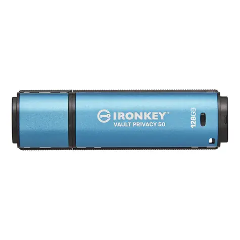 Kingston IronKey Vault Privacy 50 128GB modrá / Flash Disk / USB 3.2 Gen 1 - (USB-A 3.0)