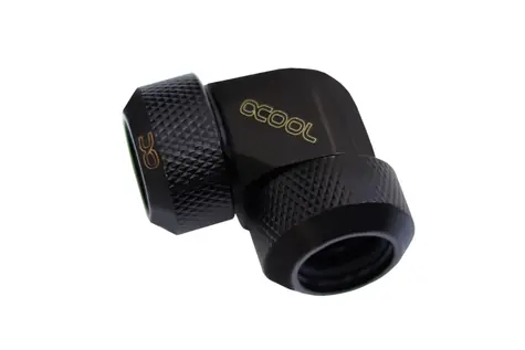 Alphacool Eiszapfen 13mm kompresné šróbenie HardTube 90 ° L-konektor pre mosadzné &amp; Acryl rúrky čierna