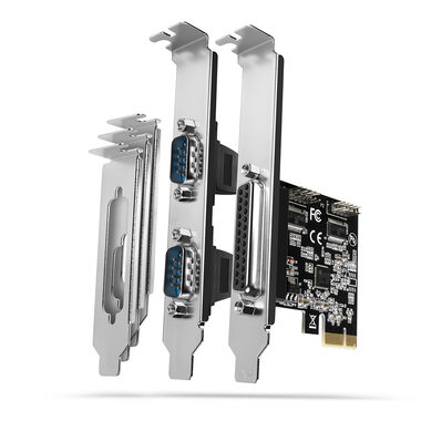 Axagon PCEA-PSN, PCIe radič - 1x paralelný (LPT) + 2x sériový Port (RS232) 250 kbps, vr. LP