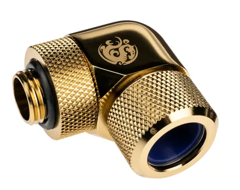 BitsPower Advanced Multi-Link otočný uhlový adaptér 90° G1/4 > 14mm hardtube zlatá