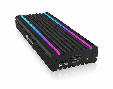Icy Box IB-1824ML-C31 čierna / Externý box pre 1x NVMe s LED prúžkami / USB 3.1 Type C &amp; A