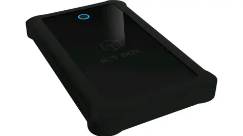 Icy Box IB-233U3-B čierna / Externý box pre 1x HDD/SSD / USB 3.0 Type A / silikónové puzdro