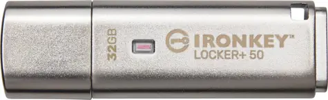 Kingston IronKey Locker+ 50 32GB strieborná / Flash Disk / USB 3.2 Gen 1 - (USB-A 3.0)