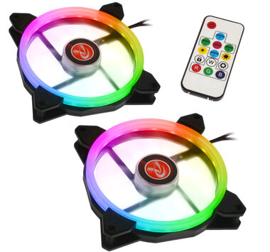 RAIJINTEK Iris 14 Rainbow RGB-2 čierna / 2x140 mm / 30.8 dB @ 1500 RPM / 61 CFM / RGB / 4-pin PWM