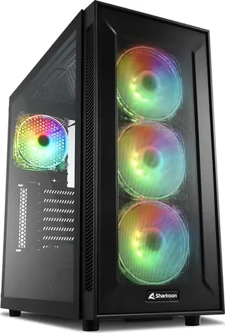 Sharkoon TG6M čierna / RGB / ATX / 4X 120mm / bez zdroja / priehľadná bočnica
