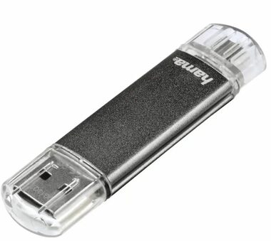 Hama 123924 flashPen "Laeta Twin" 16 GB šedá / Flash disk / čítanie: až 10 MBs