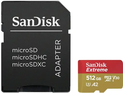 SanDisk Extreme microSDXC 512GB + adaptér / Class 10 / UHS-I / čítanie: až 190MBs