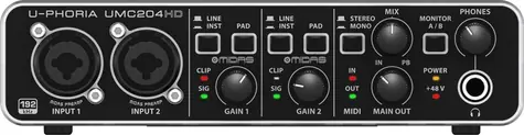 Behringer UMC204HD / Externá zvuková karta / USB / MIDI / XLR / RCA / 6.3mm