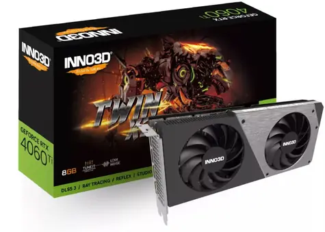 INNO3D GeForce RTX 4060 Ti Twin X2 8GB / 2310 - 2535 MHz / 8GB GDDR6 / 128bit / 1x HDMI + 3x DP / 160W (8)