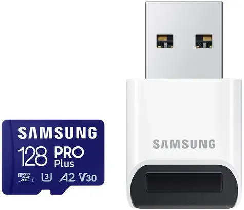 SAMSUNG PRO Plus microSDXC 128 GB + USB adaptér / UHS-1 / Class 10 / U3 / Čítanie: 180MBps / Zápis: 130MBps