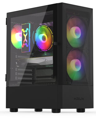 KRUX Vako čierna / PC skriňa / ATX / micro-ATX / mini-ITX / priehľadná bočnica / bez zdroja