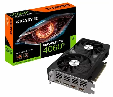 GIGABYTE GeForce RTX 4060 Ti WINDFORCE 8GB OC / 2535 - 2550MHz / 8GB GDDR6X / 128bit / 2x HDMI+2x DP 