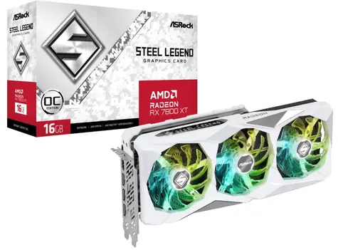 ASRock Radeon RX 7800 XT Steel Legend 16GB OC / 1295-2520 MHz / 16GB GDDR6 / 256-bit / 1x HDMI + 3x DP / (8+8) 