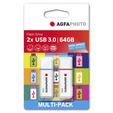 AGFAPHOTO USB 3.0 64GB 2ks biela / Flash Disk / USB-A 3.0