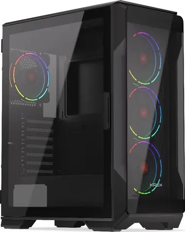 KRUX Heko čierna / PC skriňa / ATX / micro-ATX / mini-ITX / priehľadná bočnica / bez zdroja