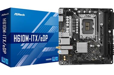 ASRock H610M-ITX/EDP / LGA 1700 / 2x DDR4 / 1x PCIex16 / GLAN / Wi-Fi / BT / mini-ITX