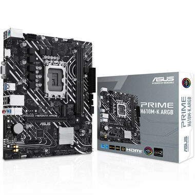 ASUS PRIME H610M-K ARGB / H610 / LGA 1700 / 2x DDR5 / PCIEx16 / 1x GLAN / mATX
