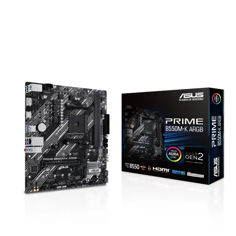 ASUS PRIME B550M-K ARGB / B550 / AM4 / 2x DDR4 / PCIEx16 / 1x GLAN / mATX