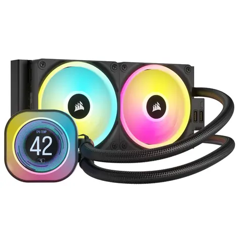Corsair iCUE LINK H100i RGB LCD čierna / 2x 120mm / 480-2400 RPM / 63.1 CFM / Intel + AMD