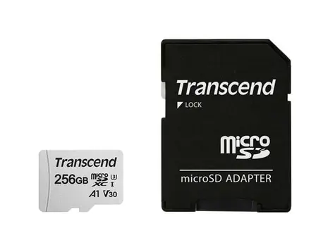 Transcend 300S microSDXC 256GB + adaptér / Class 10 / UHS-I / U3 / V30 / R: 95MBs / W: 40MBs