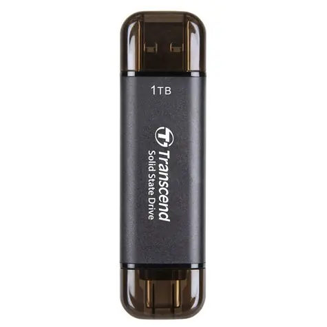 Transcend ESD310C Externý SDD 1TB šedá / USB-A/C 3.2 Gen 2 / R: 1050MBs / W: 950MBs