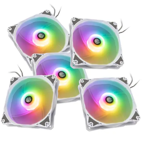 BitsPower Notos RGB PWM 5ks biela / 120mm / 28 dB v 1800RPM / 4pin PWM + 3pin