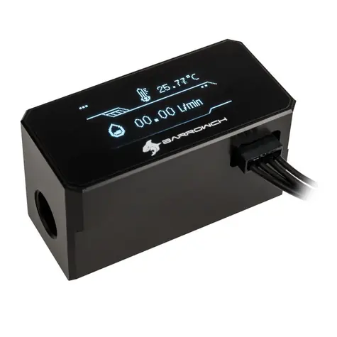 Barrow Prietokomer vodného chladenia OLED čierna / 2x G1/4"