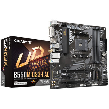 GIGABYTE B550M DS3H AC / B550M / AM4 / 4x DDR4 / PCIEx16 / 1x GLAN / mATX