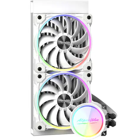 Alpenföhn Gletscherwasser 240mm biela / AiO vodný chladič CPU / 2x 120mm / 36.8 dB @ 2550 RPM / 77.92 CFM / Intel + AMD