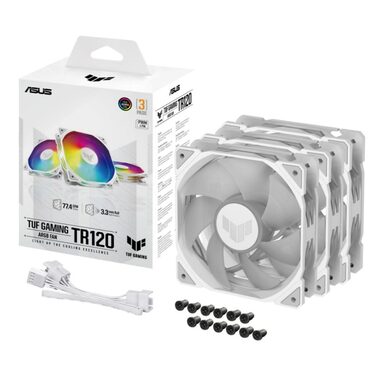 Asus TUF GAMING TR120 ARGB (3ks) biela / 120mm / Hydraulic bearing / 2000 RPM / 77.4 CFM / 29 dB