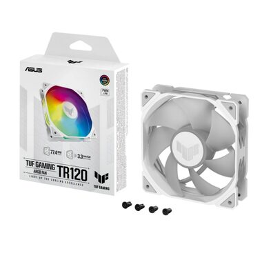 Asus TUF GAMING TR120 ARGB biela / 120mm / Hydraulic bearing / 2000 RPM / 77.4 CFM / 29 dB