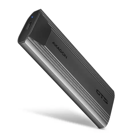 Axagon EEM2-GTS2, 10Gbps USB-C - M.2 NVMe & SATA SSD kovový THIN box, bezskrutkový