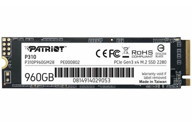 Patriot P310 960GB / SSD / M.2 2280 / PCIe Gen3 / R: 2100MBps / W: 1800MBps / 3y