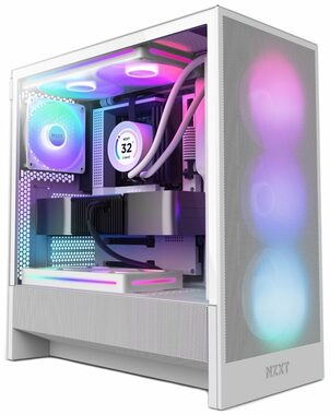 NZXT H5 Flow RGB edition biela / E-ATX / 1x USB 3.2 + 1x USB-C 3.2 / 3.5mm Jack / 2 x 120mm