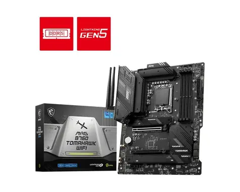 MSI MAG B760 TOMAHAWK WIFI / B760 / LGA 1700 / 4X DDR5 / PCIEx16 / 1x 2.5 GLAN / Wi-Fi / ATX