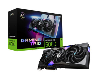 MSI GeForce RTX 5080 GAMING TRIO 16GB OC / 2715MHz / 16GB GDDR7 / 256-bit / 1x HDMI + 3x DP / 850W (16)