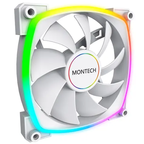 Montech AX140 PWM ARGB biela / 140mm / 27.9 dB @ 1600 RPM / 90.5 CFM / 4-Pin PWM + 3-Pin