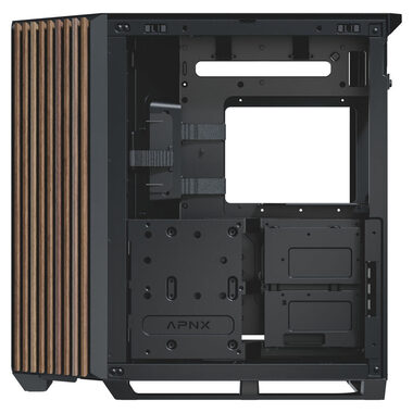 APNX V1 Midi-Tower ATX case čierna-drevo / ATX / 3x 360 mm ARGB / 1x 120mm ARGB / bez zdroja / priehľadná bočnica