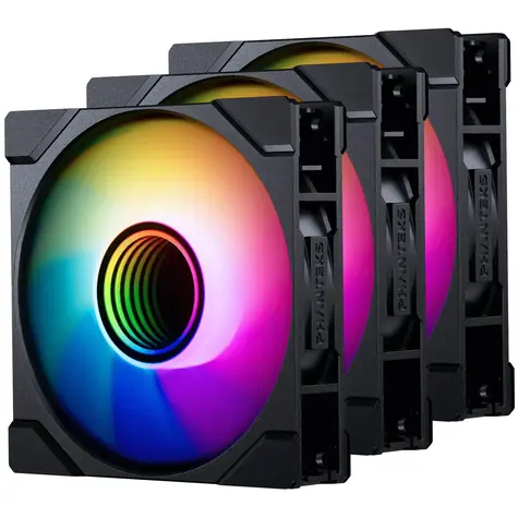 PHANTEKS M25 Gen2 PWM D-RGB 3ks čierna / 120mm / Hydraulic Bearing / 35.13 dB @ 2000 RPM / 72.72 CFM / 4-pin PWM + 3-pin