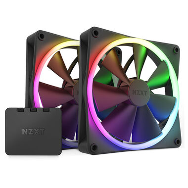 NZXT F140 PWM 2ks + ovládač čierna / 140mm / Fluid Dynamic Bearing / 32.5 dB @ 1800 RPM / 89.48 CFM / 4-Pin PWM