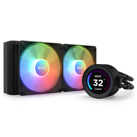 NZXT Kraken Elite RGB 240 čierna / 2x 120mm / Fluid Dynamic Bearing / 33.88 dB @ 1800 RPM / 78.86 CFM / AMD + Intel