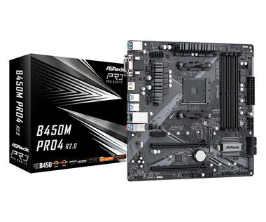 ASRock B450M Pro4 R2.0 / AMD B450 / DDR4 / SATA III / USB 3.0 / GLAN / sc.AM4 / mATX 