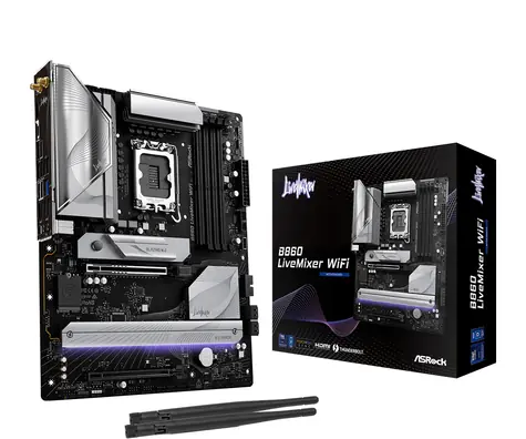 ASRock B860 LiveMixer WiFi / B860 / LGA 1851 / 4X DDR5 / PCIEx 16 / 2.5 GLAN / Wi-Fi / ATX