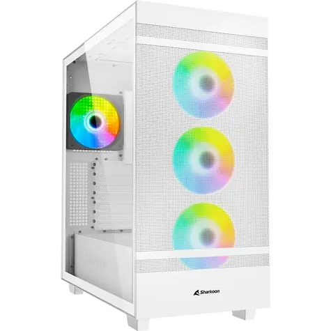 Sharkoon Rebel C50 RGB biela / ATX / 2x USB 3.2 / 1x USB-C / 4X 120mm / bez zdroja / priehľadná bočnica